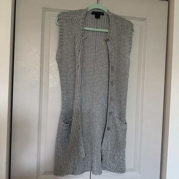 Ralph Lauren BLACK LABEL Metallic Silver Knit Vest. Sz. M - Picture 1 of 7